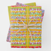 PAINTERLY DOT STRIPES en SWIRLY DOODLES ROZE ETC Inpakpapier Vel (In situ)