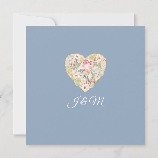 Painterly Dusty Blue Blush Pink Waterverf Floral Kaart (Achterkant)