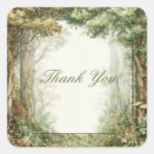 Painterly Enchanted Forest Ancient Trees Rustic Vierkante Sticker (Voorkant)