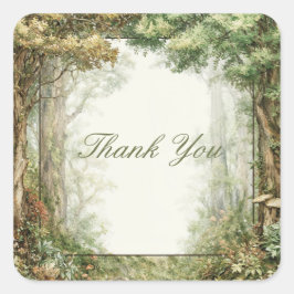Painterly Enchanted Forest Ancient Trees Rustic Vierkante Sticker