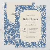  Painterly Floral (Artistic Blue en Beige) Kaart (Voorkant / Achterkant)