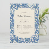  Painterly Floral (Artistic Blue en Beige) Kaart (Staand voorkant)