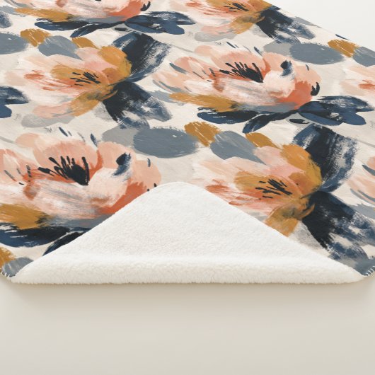 Painterly Floral Botanical Sherpa Blanket Sherpa Deken (3/4)