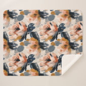 Painterly Floral Botanical Sherpa Blanket Sherpa Deken (Voorkant (horizontaal))