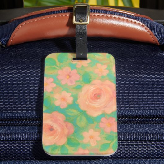 Painterly Floral Rose Pattern Art Bagagelabel (Voorkant Insitu 2)