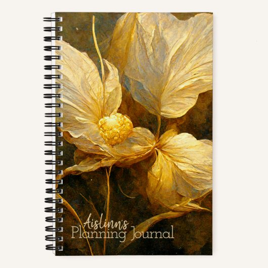 Painterly Golden Flowers Journaling Notitieboek (Voorkant)