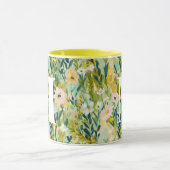 Painterly Green Flower Watercolor Pattern Monogram Mok (Midden)