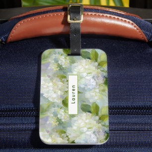 Painterly Hydrangea patroon Bagagelabel