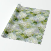 Painterly Hydrangea patroon Cadeaupapier (Uitgerold)