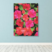 Painterly Impatiens Flowers Canvas Afdrukken (Insitu (Houten vloer))