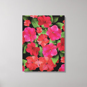 Painterly Impatiens Flowers Canvas Afdrukken