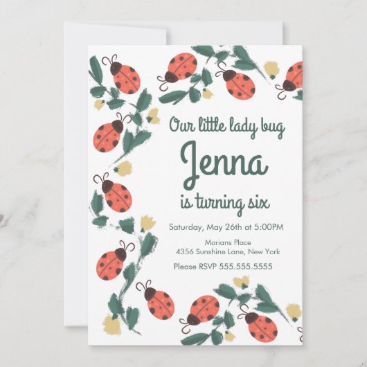 Painterly Lady Bug Birthday (Voorkant)