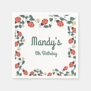 Painterly Lady Bug Birthday Garden Party Servet