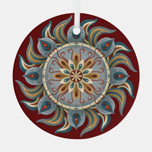 Painterly Mandala Glas Ornament (Achterkant)