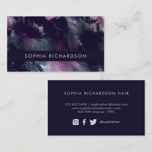 Painterly | Modern Moody Dark Paint Strokes Visitekaartje (Voorkant / Achterkant)