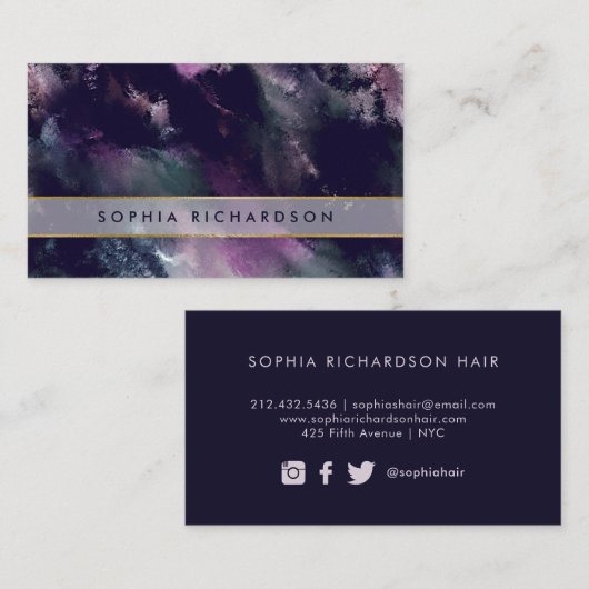 Painterly | Moderne donkere verf lijnen en goud Visitekaartje (Voorkant / Achterkant)