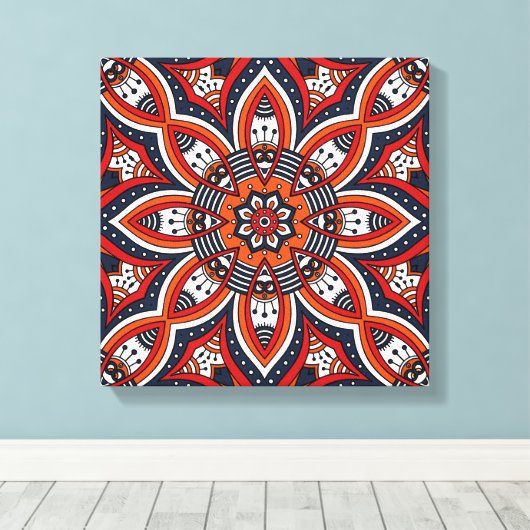 Painterly Natuur Boho Floral Mandala Canvas Afdruk (Insitu (Houten vloer))