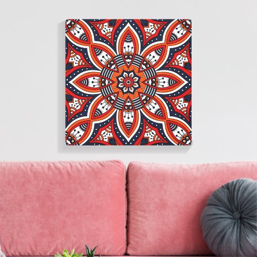 Painterly Natuur Boho Floral Mandala Canvas Afdruk (Insitu (Woonkamer))