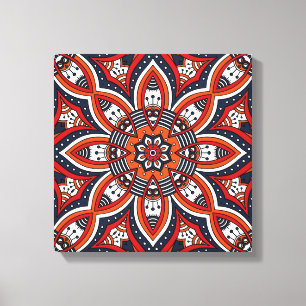 Painterly Natuur Boho Floral Mandala Canvas Afdruk