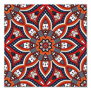 Painterly Natuur Boho Floral Mandala Foto Afdruk