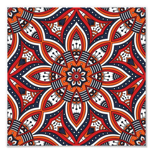 Painterly Natuur Boho Floral Mandala Foto Afdruk (Voorkant)