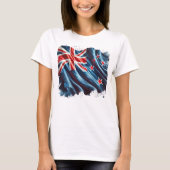 Painterly New Zealand Tattered Flag T-shirt (Voorkant)