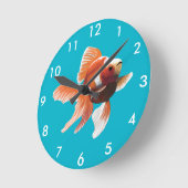 Painterly Orange and White Goldfish Ronde Klok (Hoek)