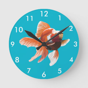 Painterly Orange and White Goldfish Ronde Klok