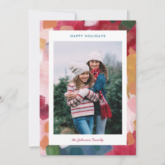 Painterly Palette Abstract Holiday Feestdagenkaart (Voorkant)