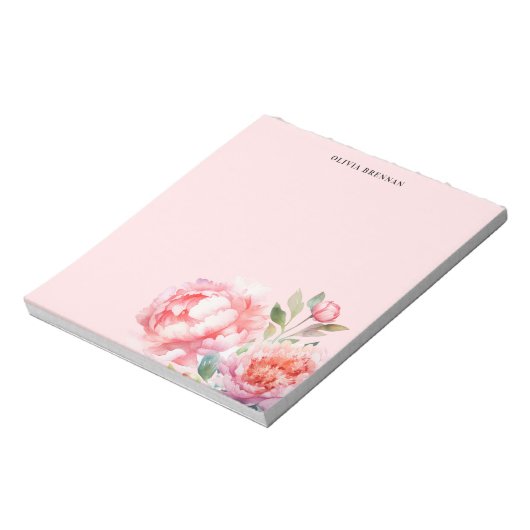 Painterly Peonies Refined floral Blush Design Notitieblok (Linkerzijde)
