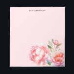 Painterly Peonies Refined floral Blush Design Notitieblok<br><div class="desc">Painterly Peonies Refined floral Blush Design met naam</div>