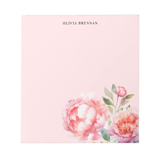 Painterly Peonies Refined floral Blush Design Notitieblok (Voorkant)