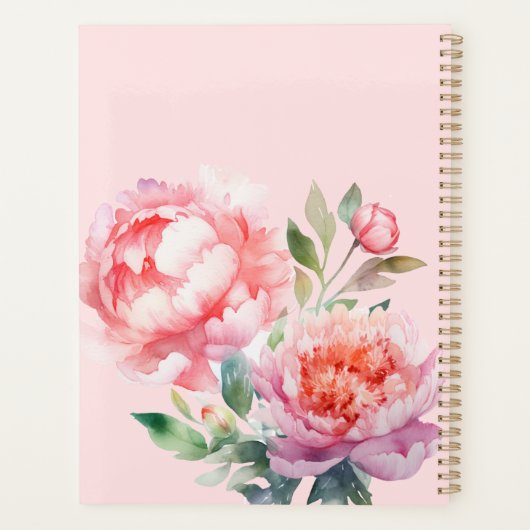 Painterly Peonies Refined floral Blush Design Planner (Achterkant)