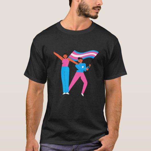 Painterly Pride Transgender Wave Flag Trans Pride T-shirt (Voorkant)