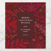 Painterly Red Botanicals Aangepast Wijn Etiket (Enkel label)