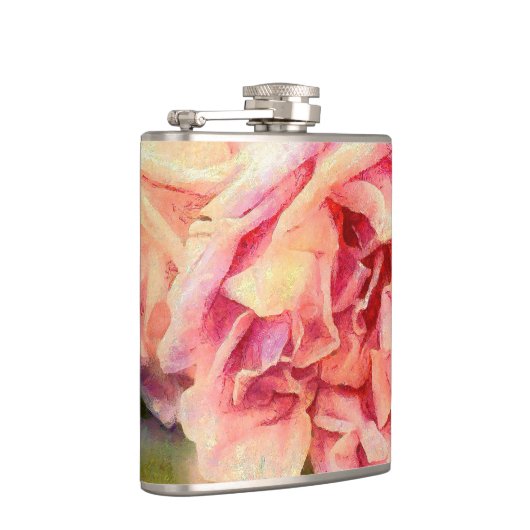 Painterly roze rozen heupfles (Rechts)