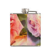 Painterly roze rozen heupfles (Achterkant)