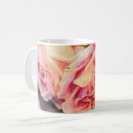 Painterly roze rozen koffiemok