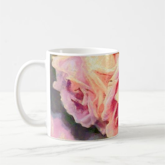 Painterly roze rozen koffiemok (Links)