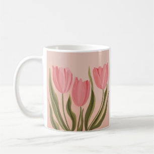 Painterly  roze tulpen koffiemok