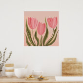 Painterly  roze tulpen poster (Keuken)