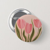 Painterly roze tulpen ronde button 5,7 cm (Voorkant /achterkant)