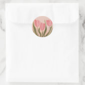 Painterly roze tulpen ronde sticker (Tas)