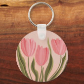Painterly  roze tulpen sleutelhanger (Voorkant)