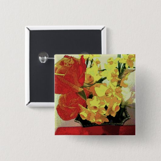 Painterly Spring Flowers Tender Button (Voorkant /achterkant)