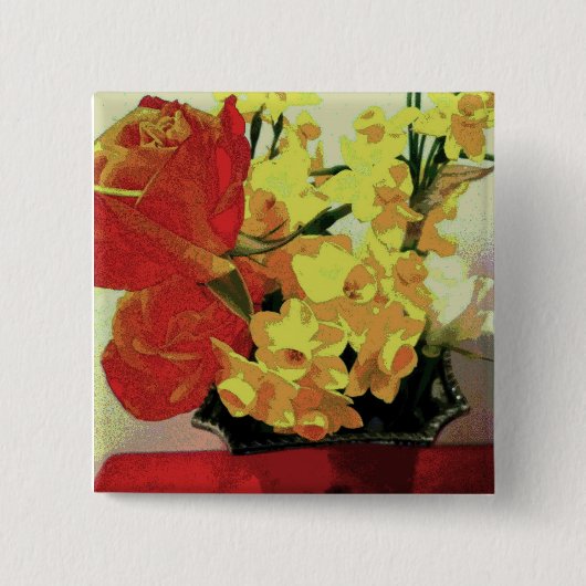 Painterly Spring Flowers Tender Button (Voorkant)