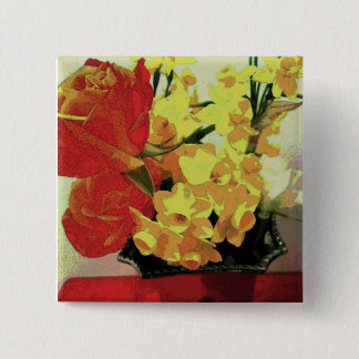 Painterly Spring Flowers Tender Button