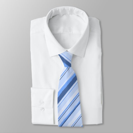 Painterly Striped Blue Two-Sided Wedding Stropdas (Gebonden)