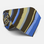 Painterly Striped Brown, Khaki & Peri Two-Sided Stropdas (Opgerold)