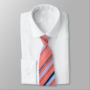 Painterly Striped Coral Two-Sided Wedding Stropdas